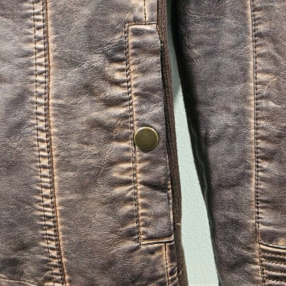 Maurices Faux Leather Moto Short Jacket Brown Size Large Zip Up Biker - Picture 6 of 16